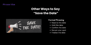 Casual/Friendly Phrasing Mark your calendars Put it on your schedule Circle the date Lock it in Set a reminder Make a note of it 